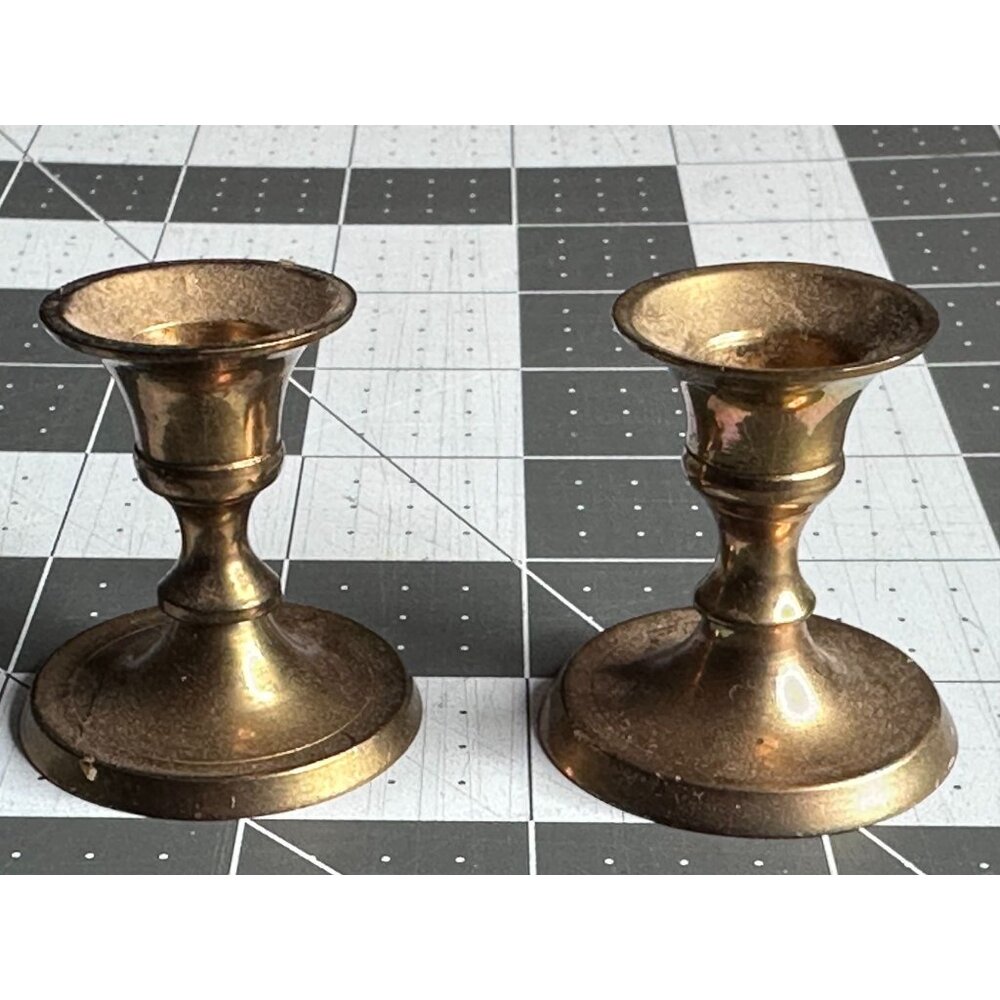 Brass Candle Incense Holders Tarnished Set Of 2 Small  MCM Night Table Accent